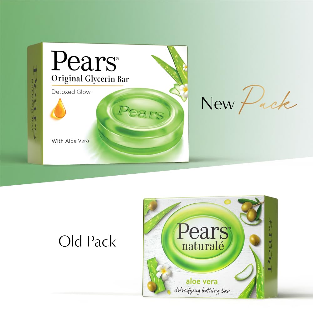 Pears Naturale Aloe Vera Detoxifying Bathing Bar - Pack of 3 - 125 gm