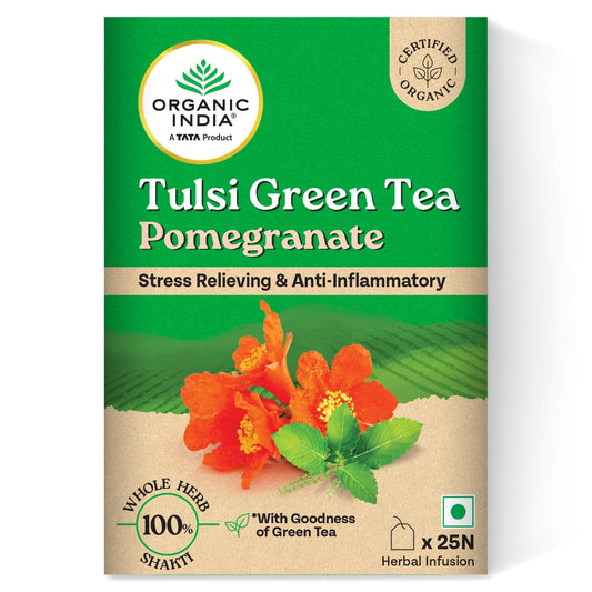 A TATA Product - Organic India Tulsi Green Tea Pomegranate - 25 Tea Bags
