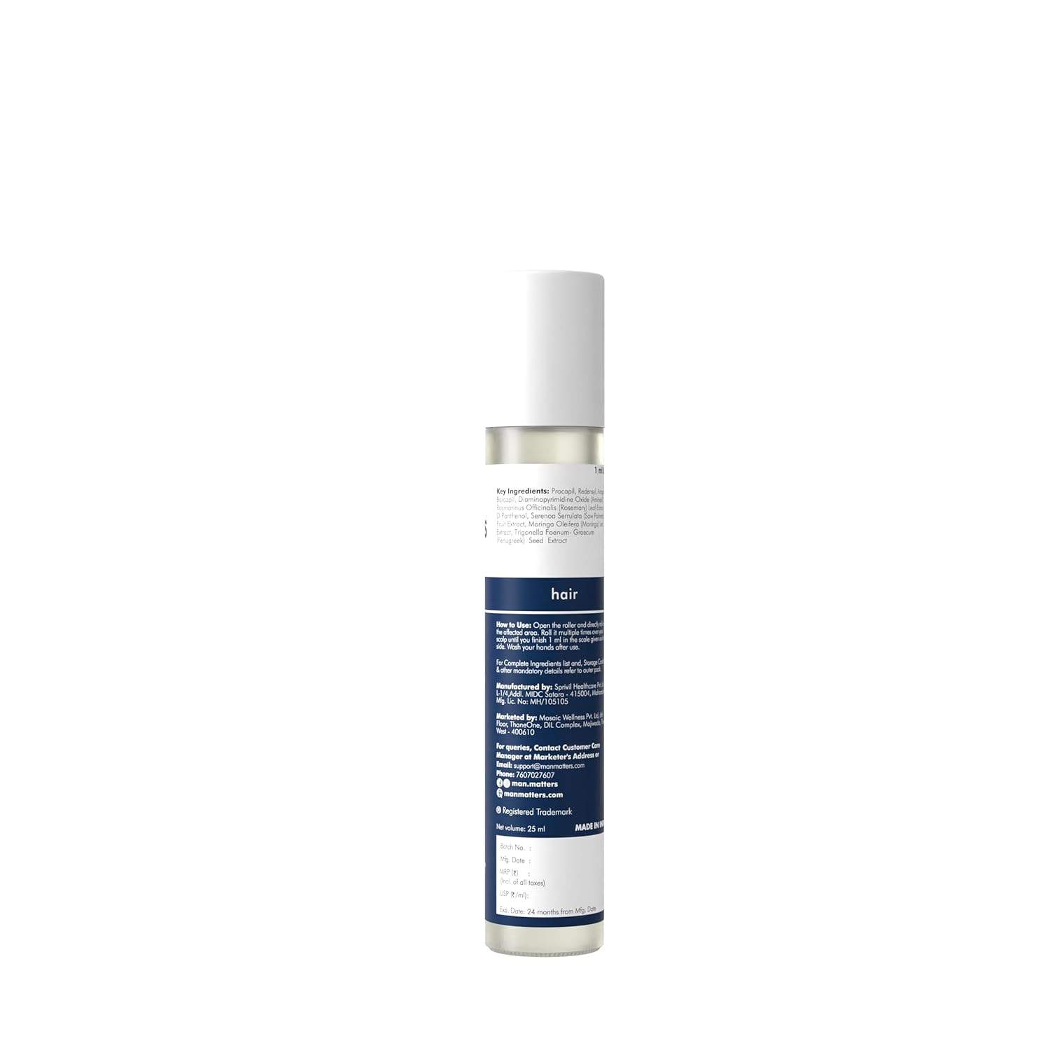 Man Matters Advanced Hair Growth Rosemary Serum Roll on, 3% Redensyl,2% Anagain,1% Aminexil & Rosemary Leaf Extract - 25 ml