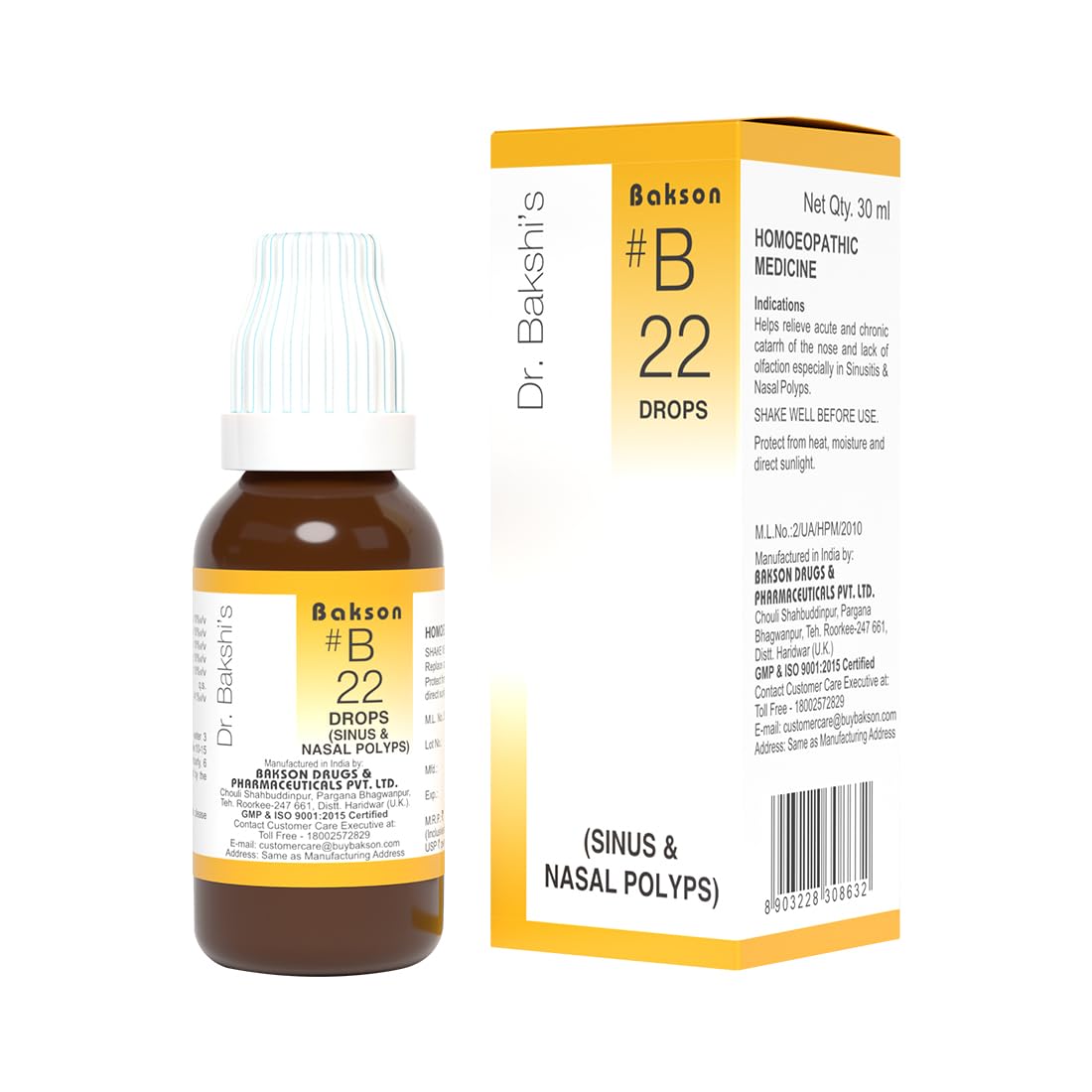 Bakson's Homeopathy B22 Sinus Drops - 30 ml