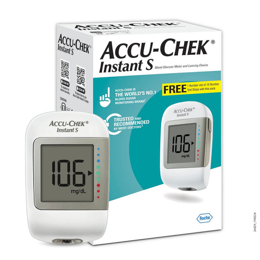 Accu-Chek Instant S Blood Glucose Glucometer Kit with Vial of 10 Strips