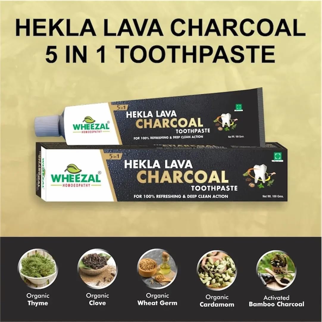 Wheezal Hekla Lava Charcoal Toothpaste - 100 gm