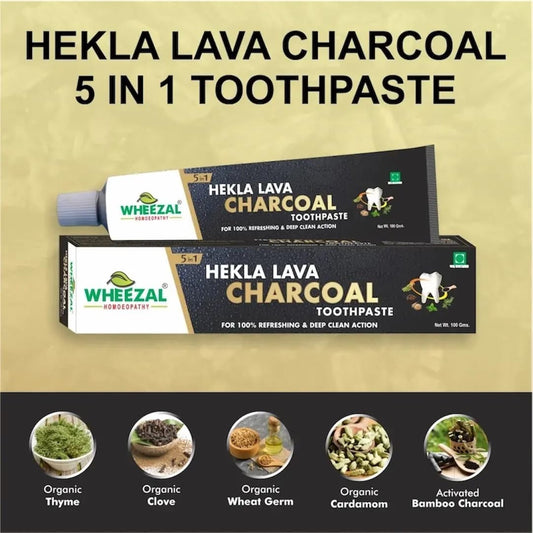 Wheezal Hekla Lava Charcoal Toothpaste - 100 gm