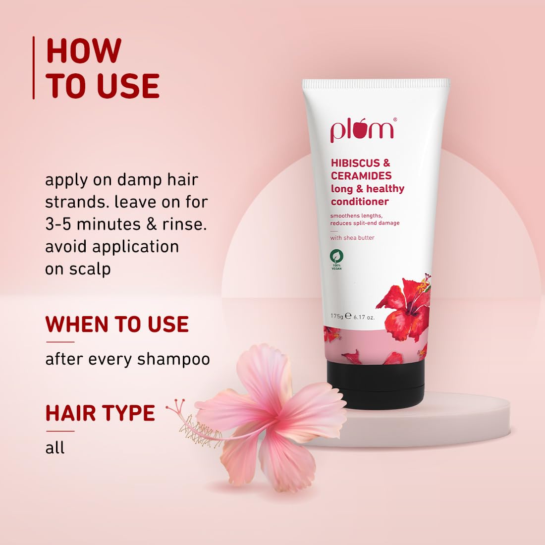 Plum Hibiscus & Ceramides Shampoo For Long, Healthy Hair - 250 ml