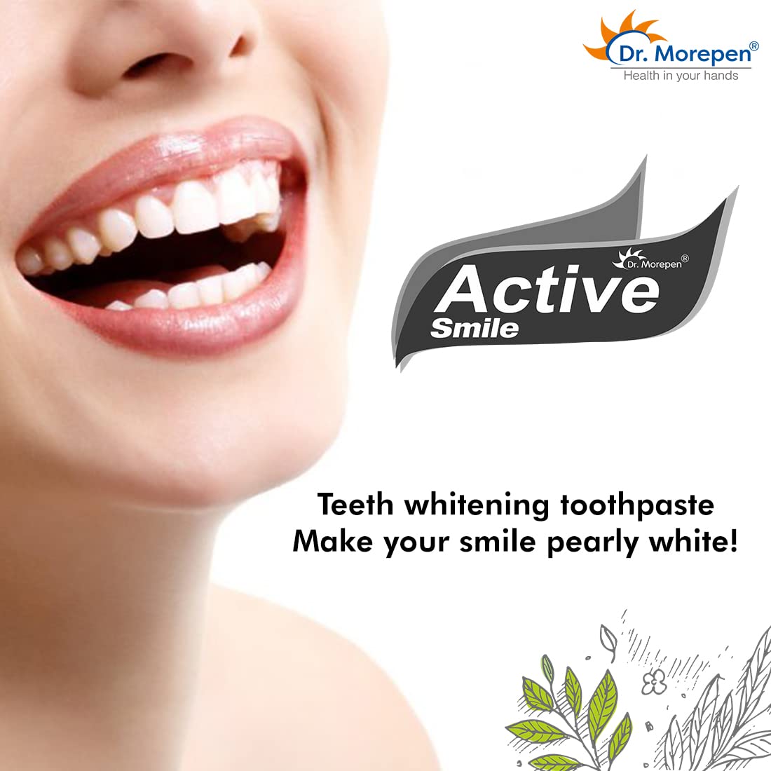 DR. MOREPEN Active Smile Charcoal Toothpaste other Potent Herbs | Pack of 2-100 gms each