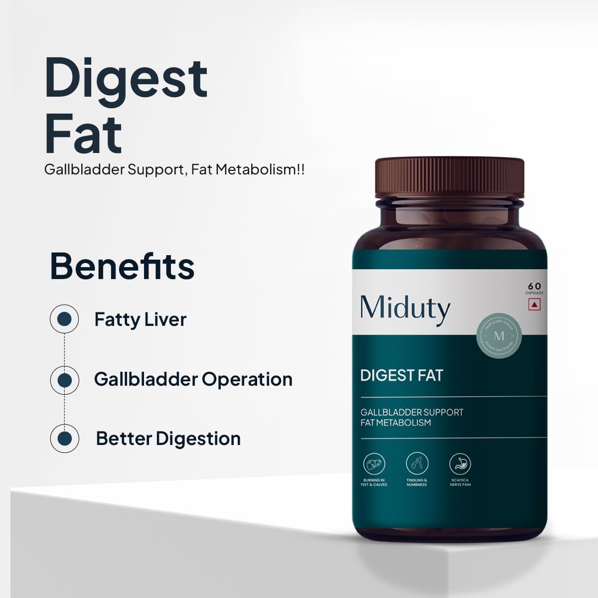 Miduty by Palak Notes Digest Fat Bila Salts Capsules - 60 caps