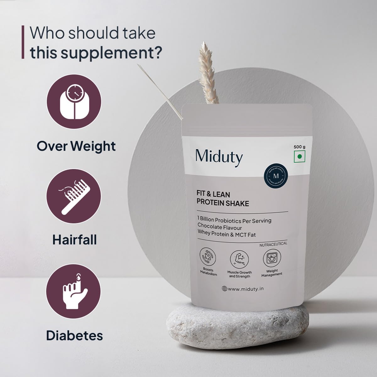 Miduty by Palak Notes Fit & Lean Protein Shake - Chocolate - 500 gm
