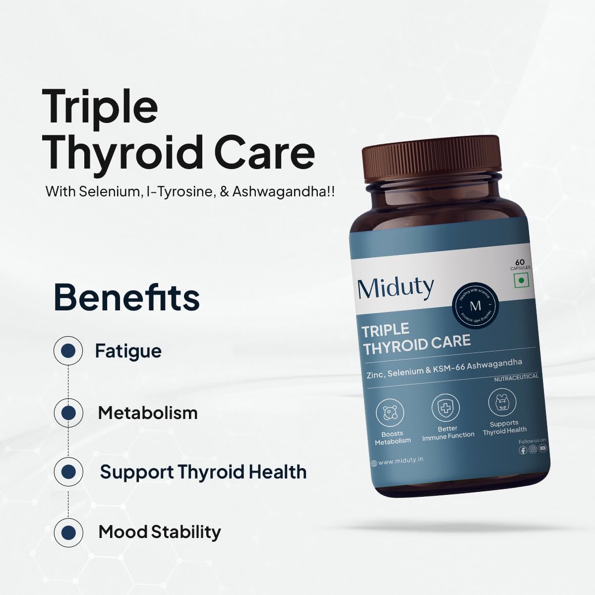 Miduty by Palak Notes Triple Thyroid Care Capsules - 60 Caps