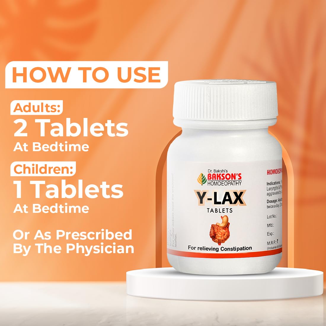 Bakson's Homeopathy Y-Lax Tablet - 200 tabs - Pack of 1
