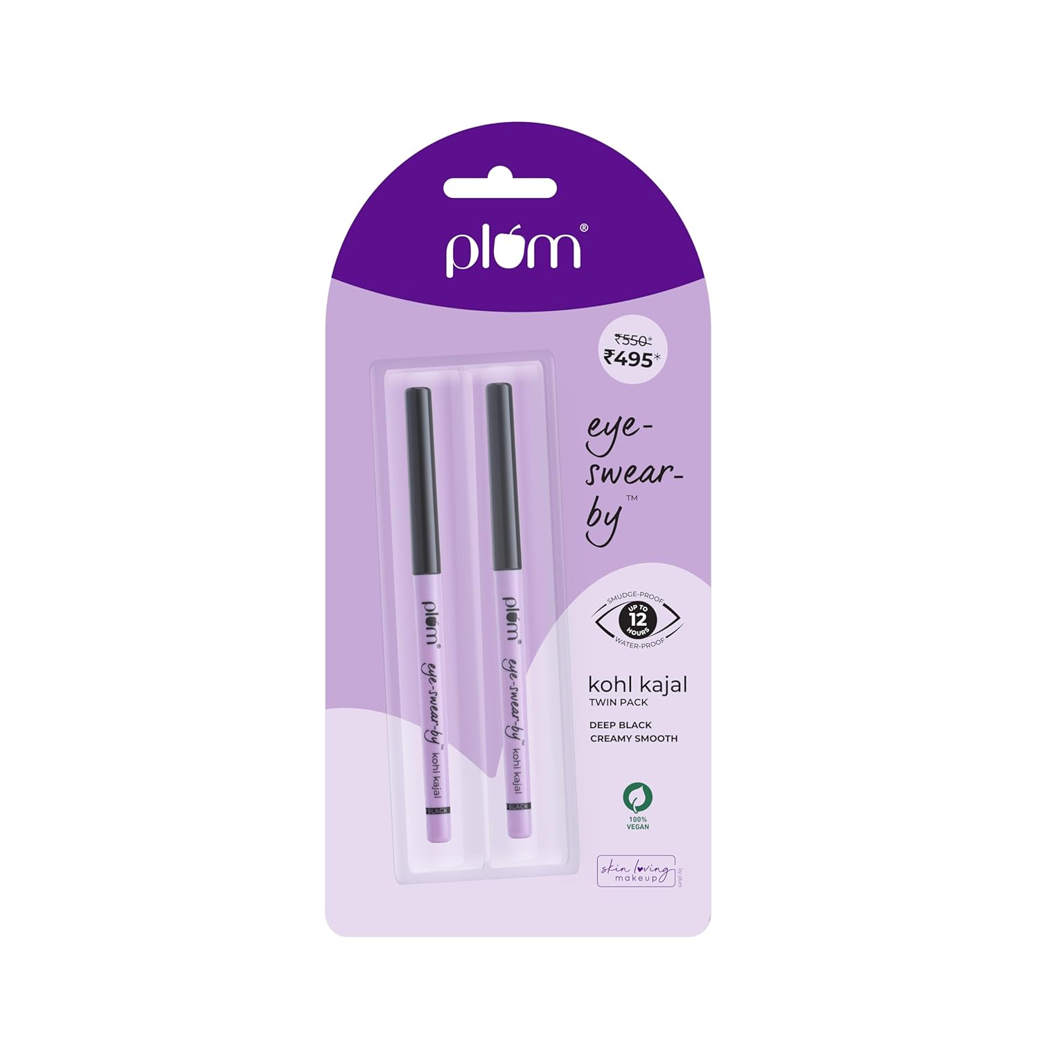 Plum Eye-Swear-By Kohl Kajal Combo - Deep Black - 0.7 gm - Pack of 2
