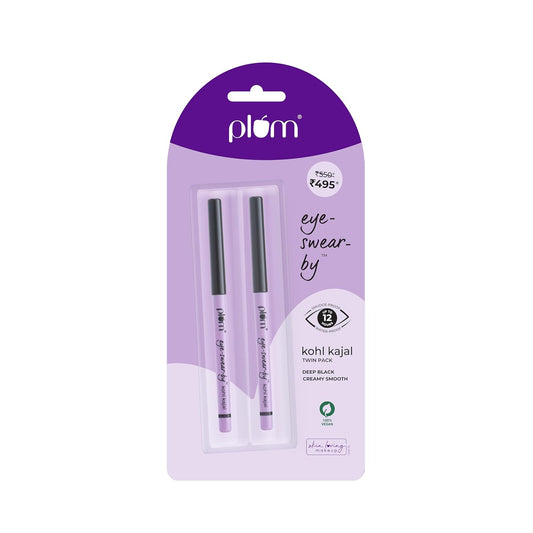 Plum Eye-Swear-By Kohl Kajal Combo - Deep Black - 0.7 gm - Pack of 2