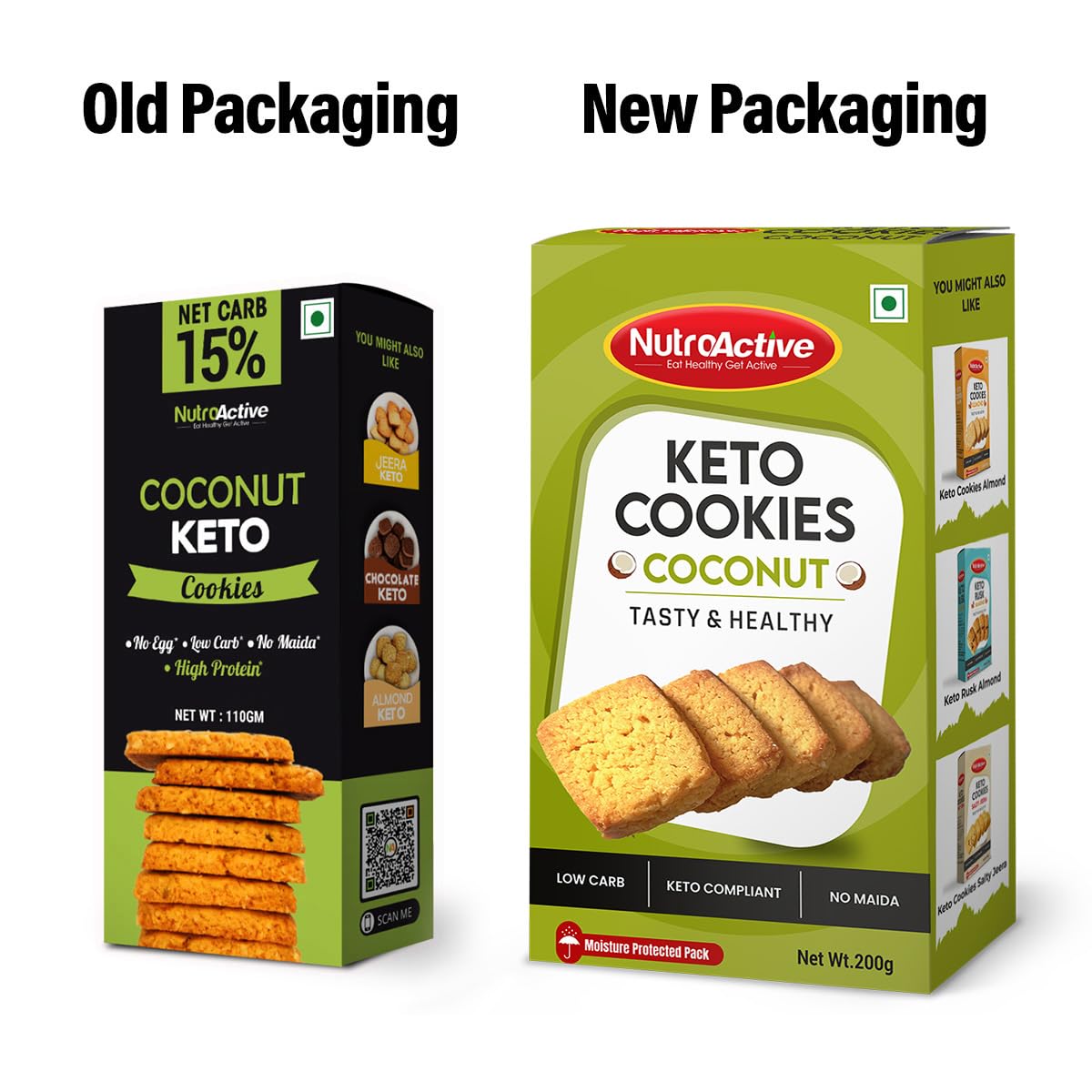 NutroActive Keto Coconut Cookies | Low Carb Cookie/Biscuits | Gluten-Free Biscuit- 200g