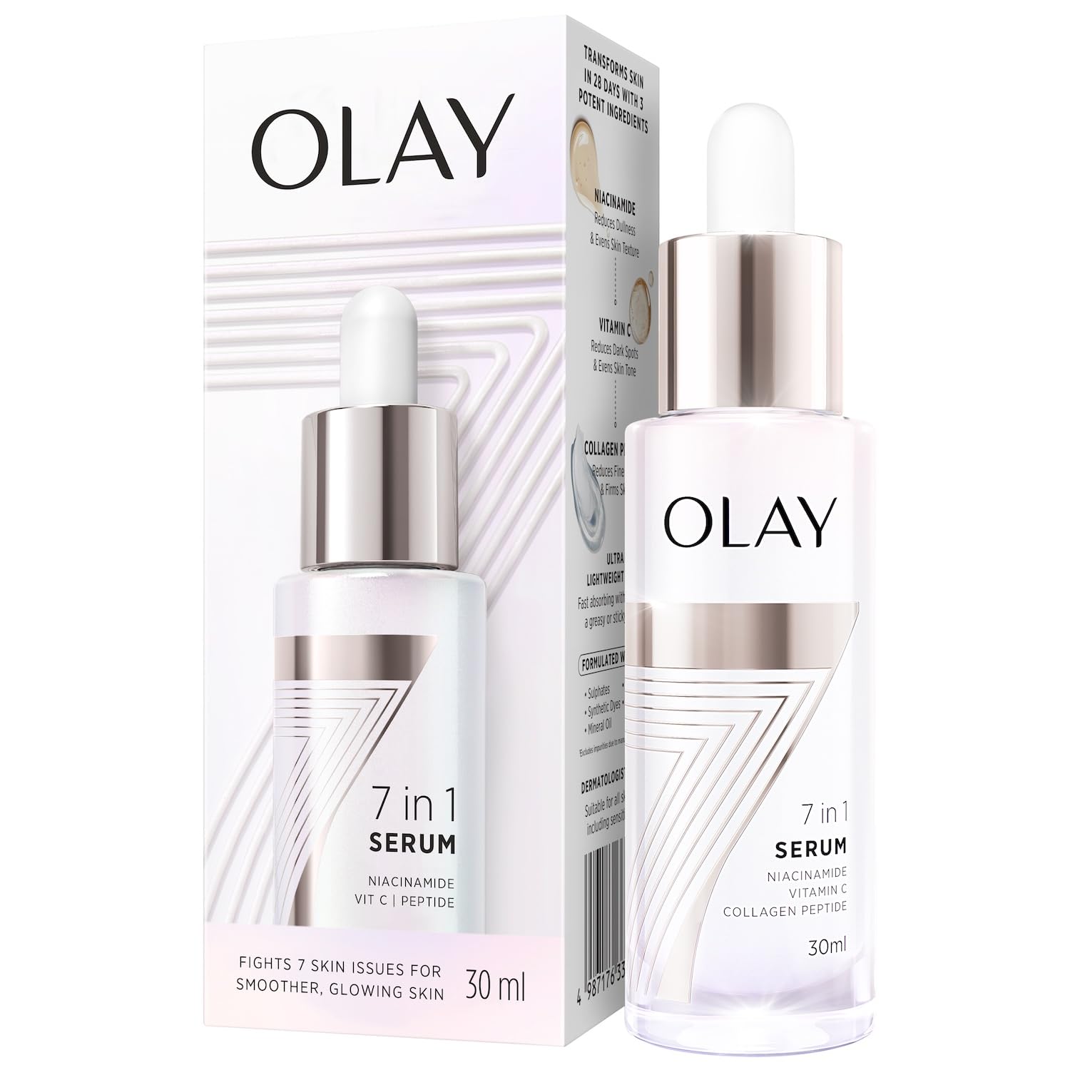Olay 7in1 Serum with Niacinamide, Vitamin C, Collagen Peptides - 30 ml