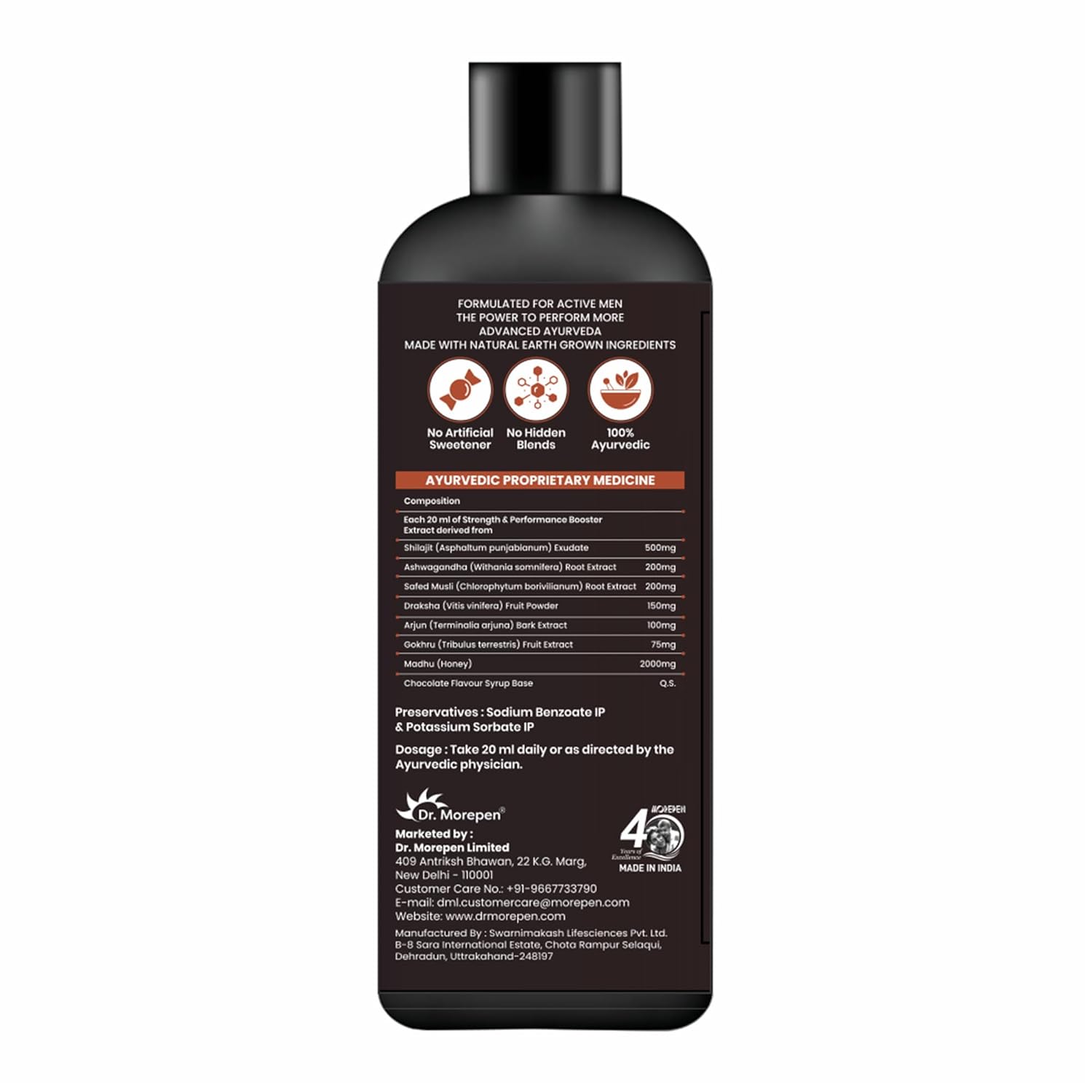 Dr. Morepen Muscle Food Raptor for Men 500ML | Ayurvedic Strength & Energy Support | Shilajit, Ashwagandha, Safed Musli, Gokhru, Arjun, Draksha & Honey | Helps Maintain Energy & Recovery