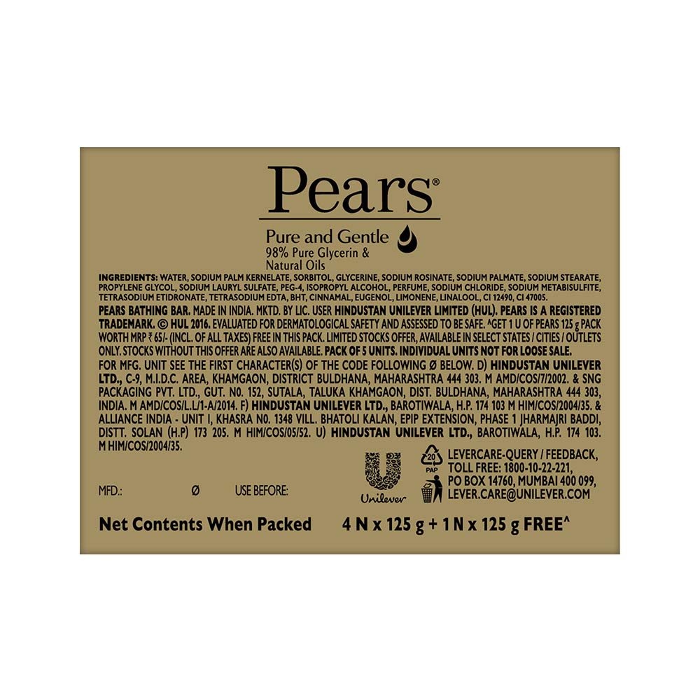 Pears Pure And Gentle Soap - Pack of 4 - 125 gm