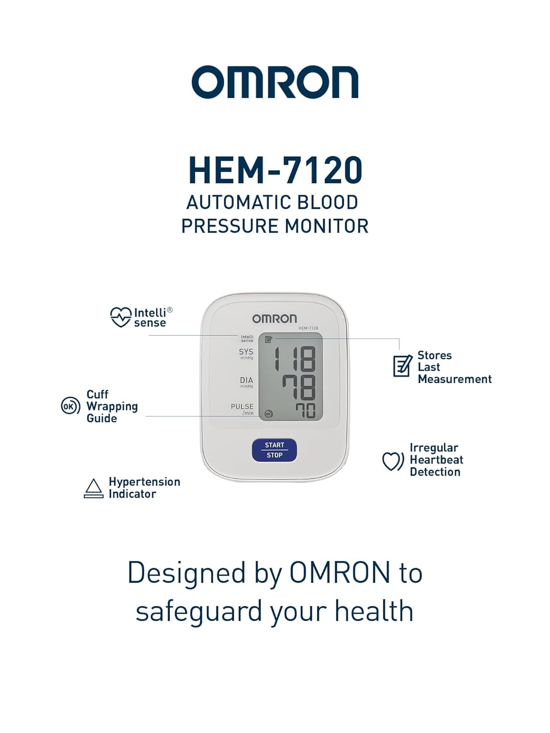 Omron HEM 7120 Fully Automatic Digital Blood Pressure Monitor With Intellisense Technology For Most Accurate Measurement