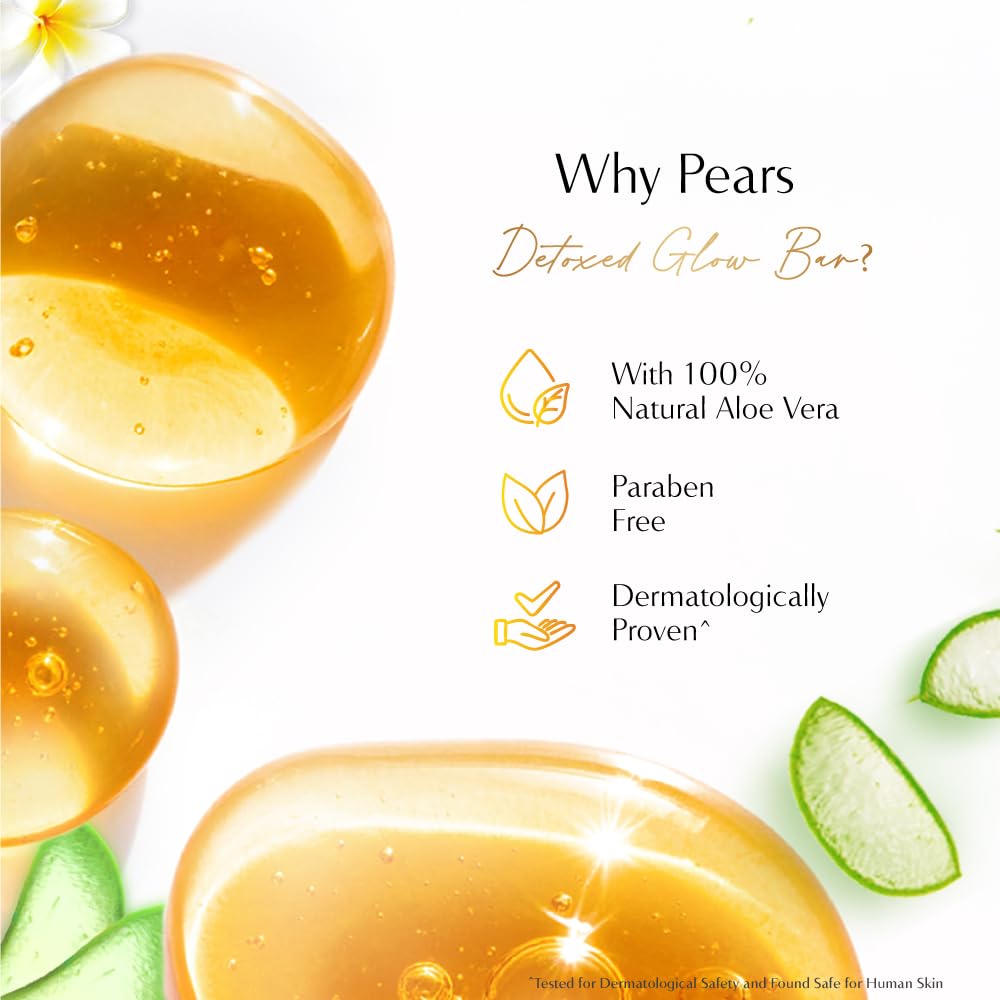 Pears Naturale Aloe Vera Detoxifying Bathing Bar - Pack of 3 - 125 gm