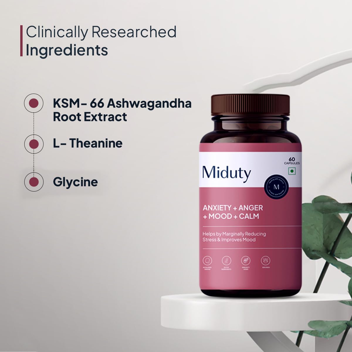 Miduty by Palak Notes Anxiety + Anger + Mood + Calm Capsules - 60 caps
