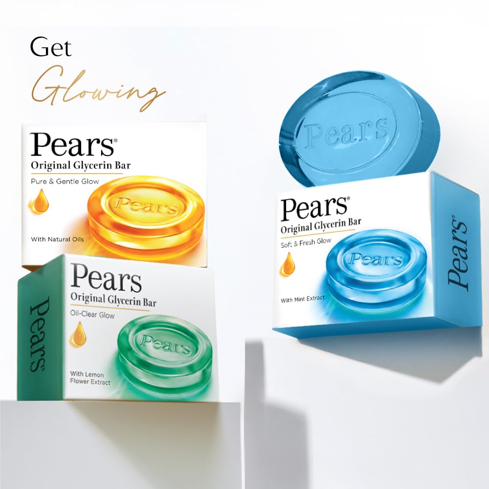 Pears Soft & Fresh Bathing Soap - Glycerin & Mint - Pack of 3 - 125 gm