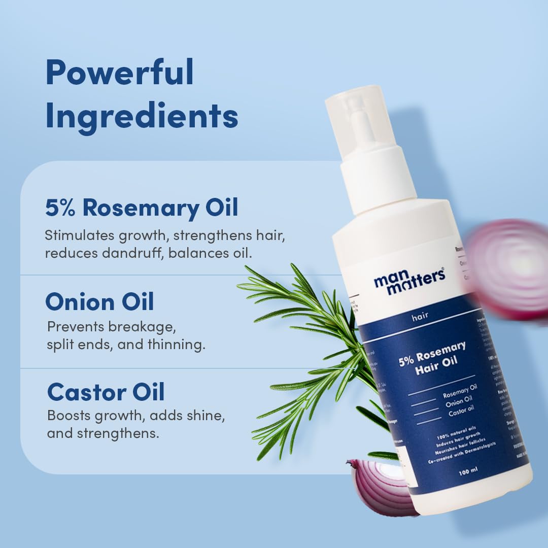 Man Matters Hair Oil With Rosemary, Onion, Bhringraj, Shikkai, Brahmi & Amla Oils - 100 ml