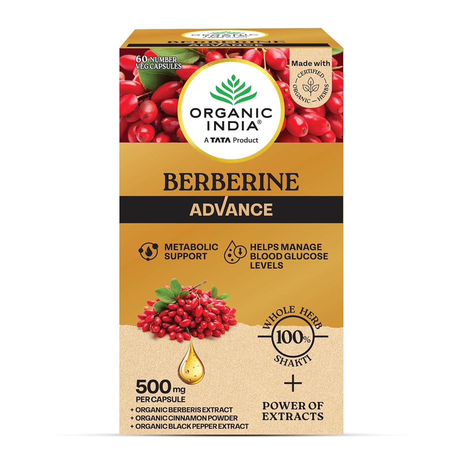 Organic India Berberine Advance Capsules - 60 caps