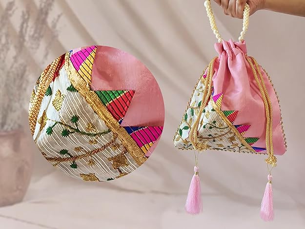 Embroidered Handcrafted Wedding Potli Bag with Beads
