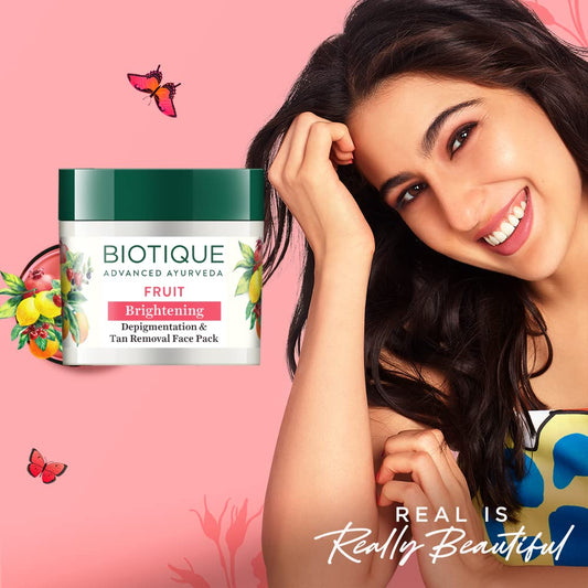 Biotique Fruit Brightening Depigmentation and Tan Removal Face Pack|  75gm