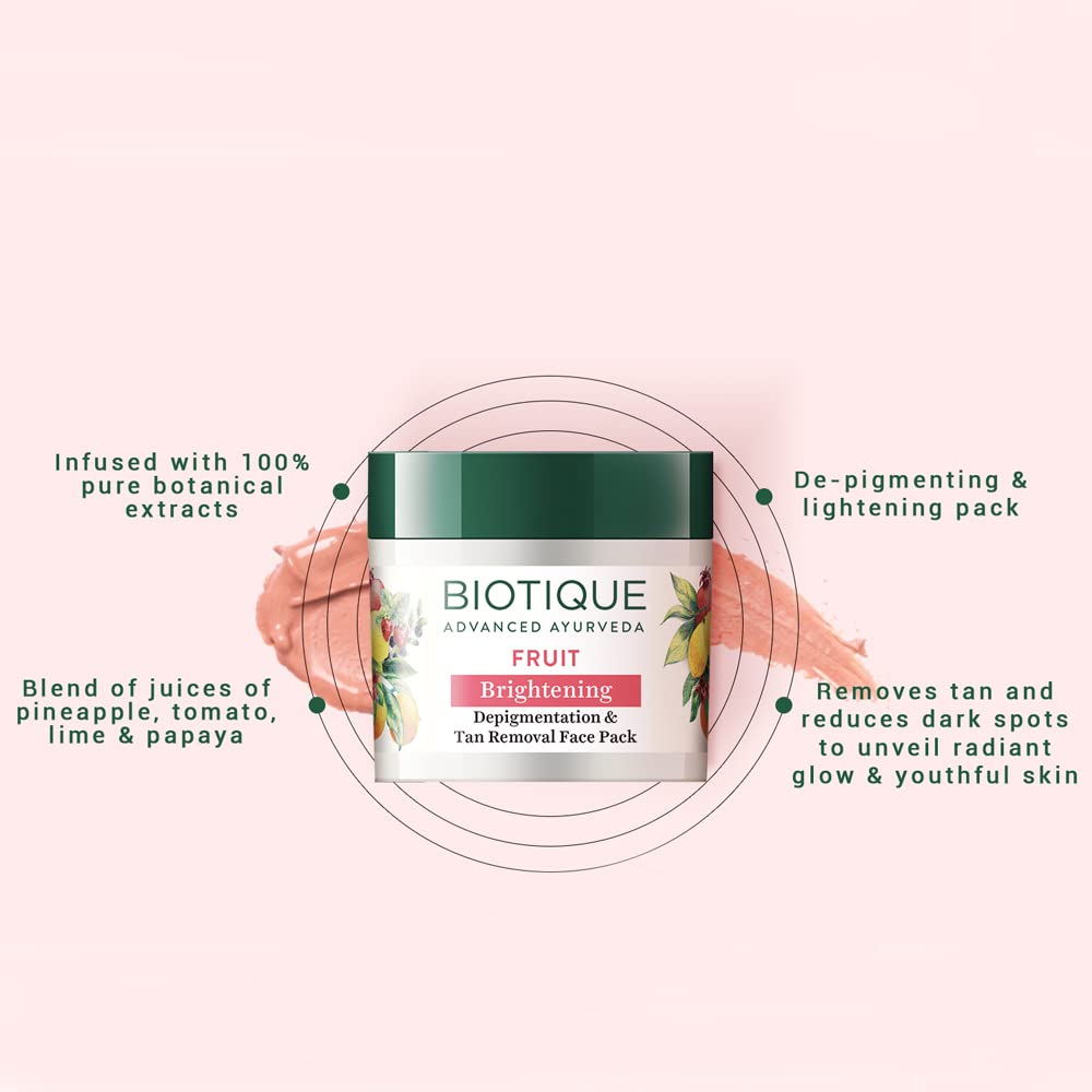 Biotique Fruit Brightening Depigmentation and Tan Removal Face Pack|  75gm