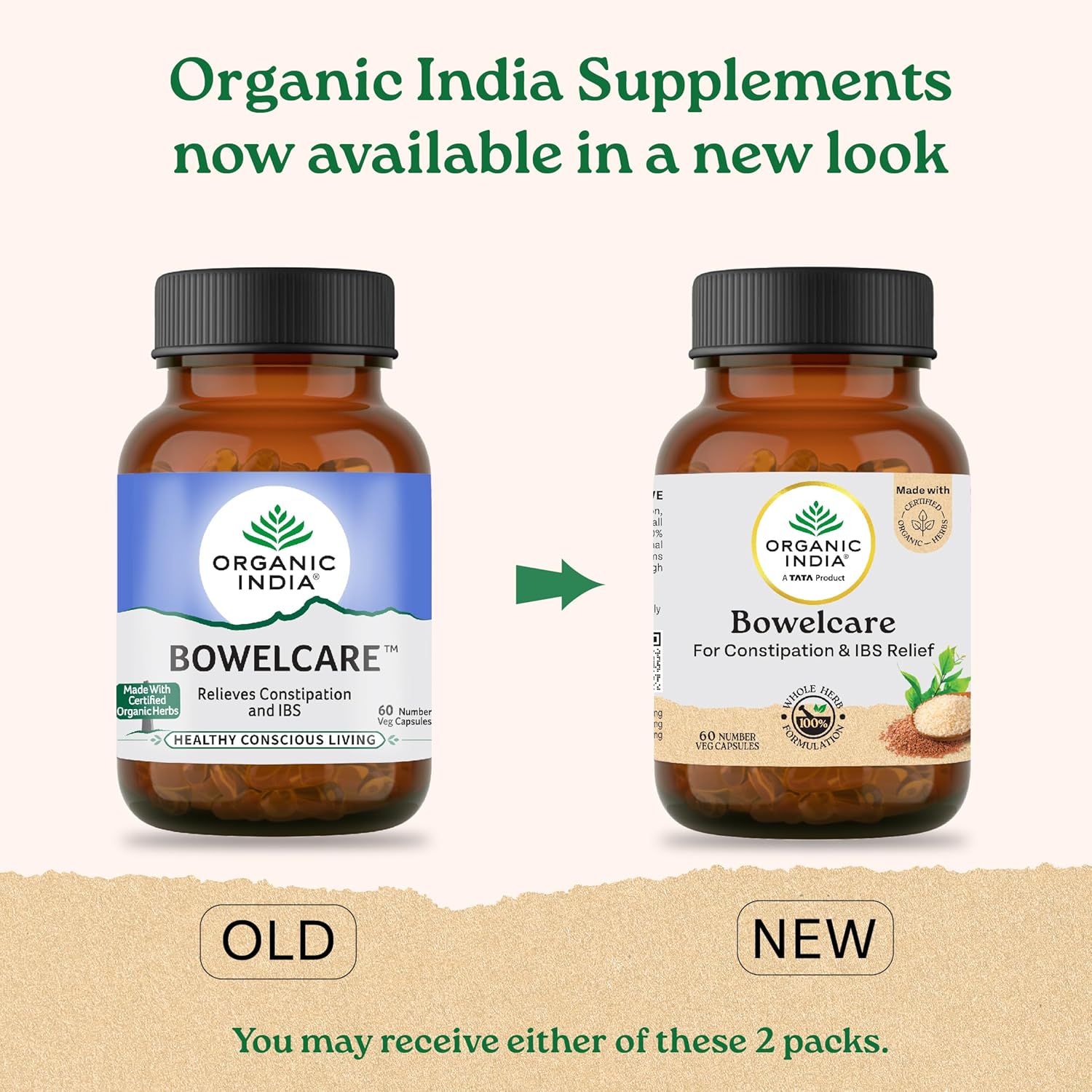 Organic India Bowelcare - 60 Veg Capsules | Eases Constipation & Bowel Movement