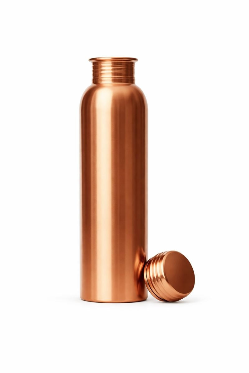 100% PURE COPPER WATER BOTTLE NO JOINT & LEAK PROOF DESIGN VESSEL AYURVEDA HEALTH BENEFIT PITCHER FOR SPORT, FITNESS, AND YOGA