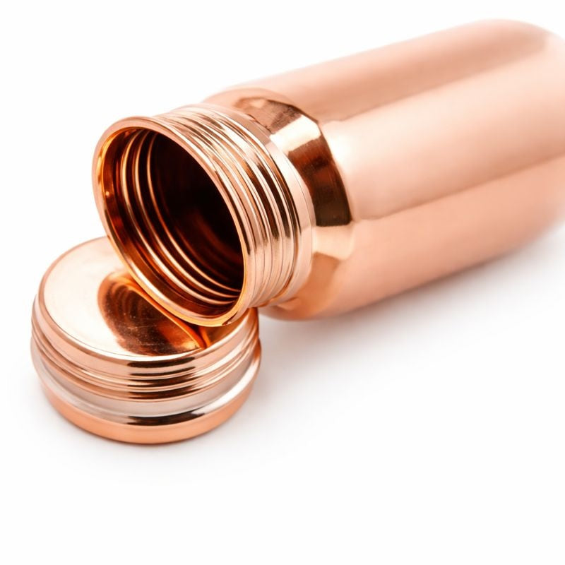 100% PURE COPPER WATER BOTTLE NO JOINT & LEAK PROOF DESIGN VESSEL AYURVEDA HEALTH BENEFIT PITCHER FOR SPORT, FITNESS, AND YOGA
