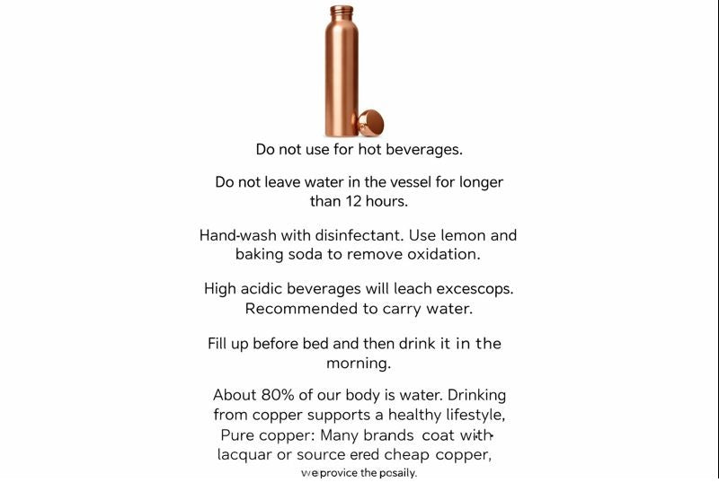 100% PURE COPPER WATER BOTTLE NO JOINT & LEAK PROOF DESIGN VESSEL AYURVEDA HEALTH BENEFIT PITCHER FOR SPORT, FITNESS, AND YOGA