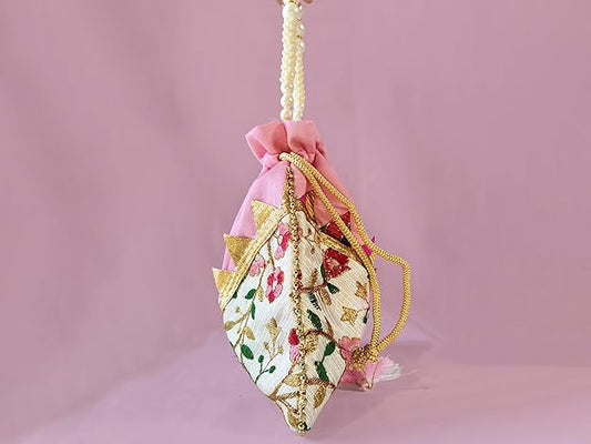 Embroidered Handcrafted Wedding Potli Bag with Beads