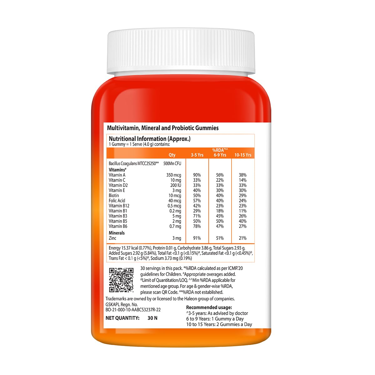 Centrum Kids, World's No.1 Multivitamin with Probiotics, Vitamin C & 11 other nutrients for Immunity, Healthy Digestion & Eye Health (Veg)- 30 Gummies