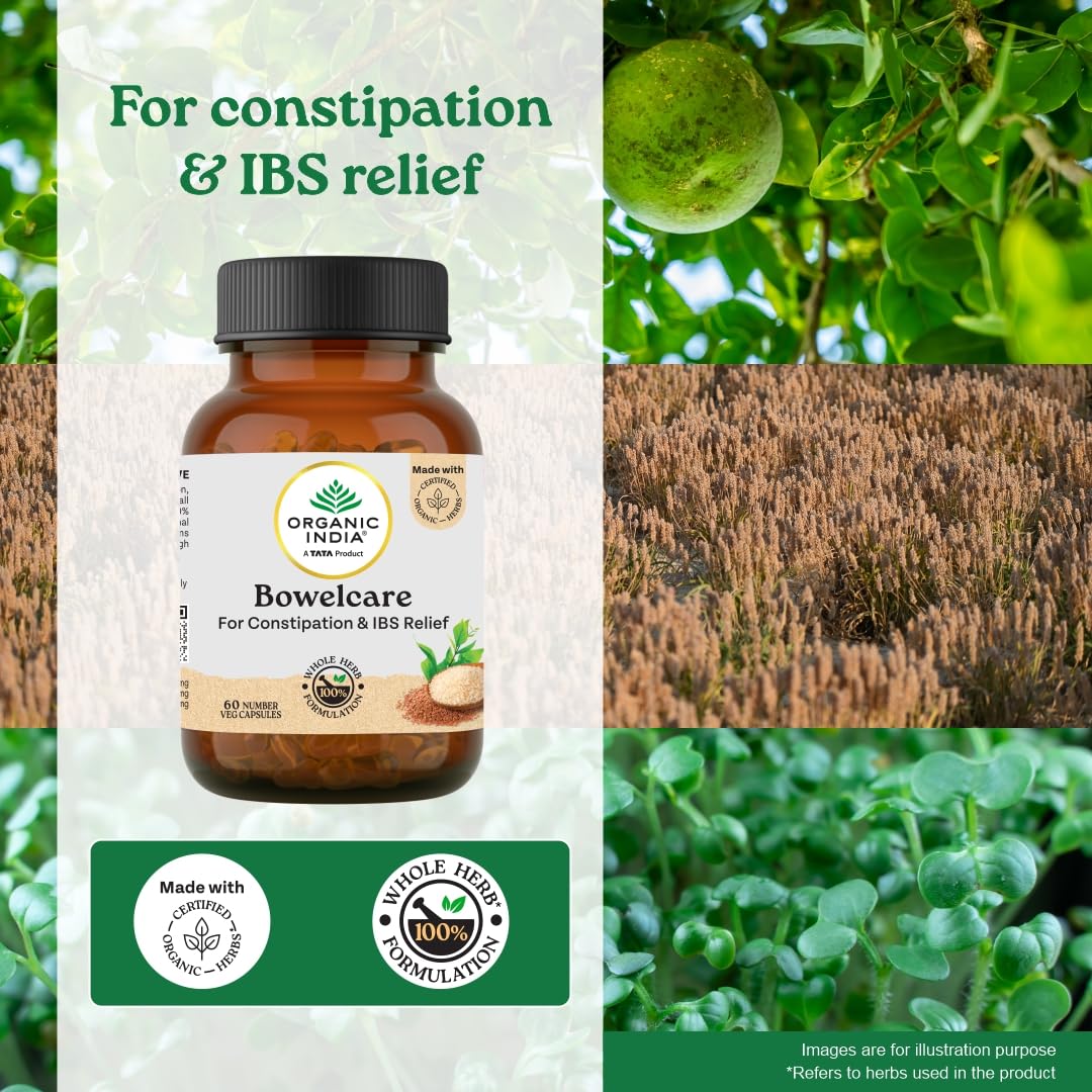 Organic India Bowelcare - 60 Veg Capsules | Eases Constipation & Bowel Movement
