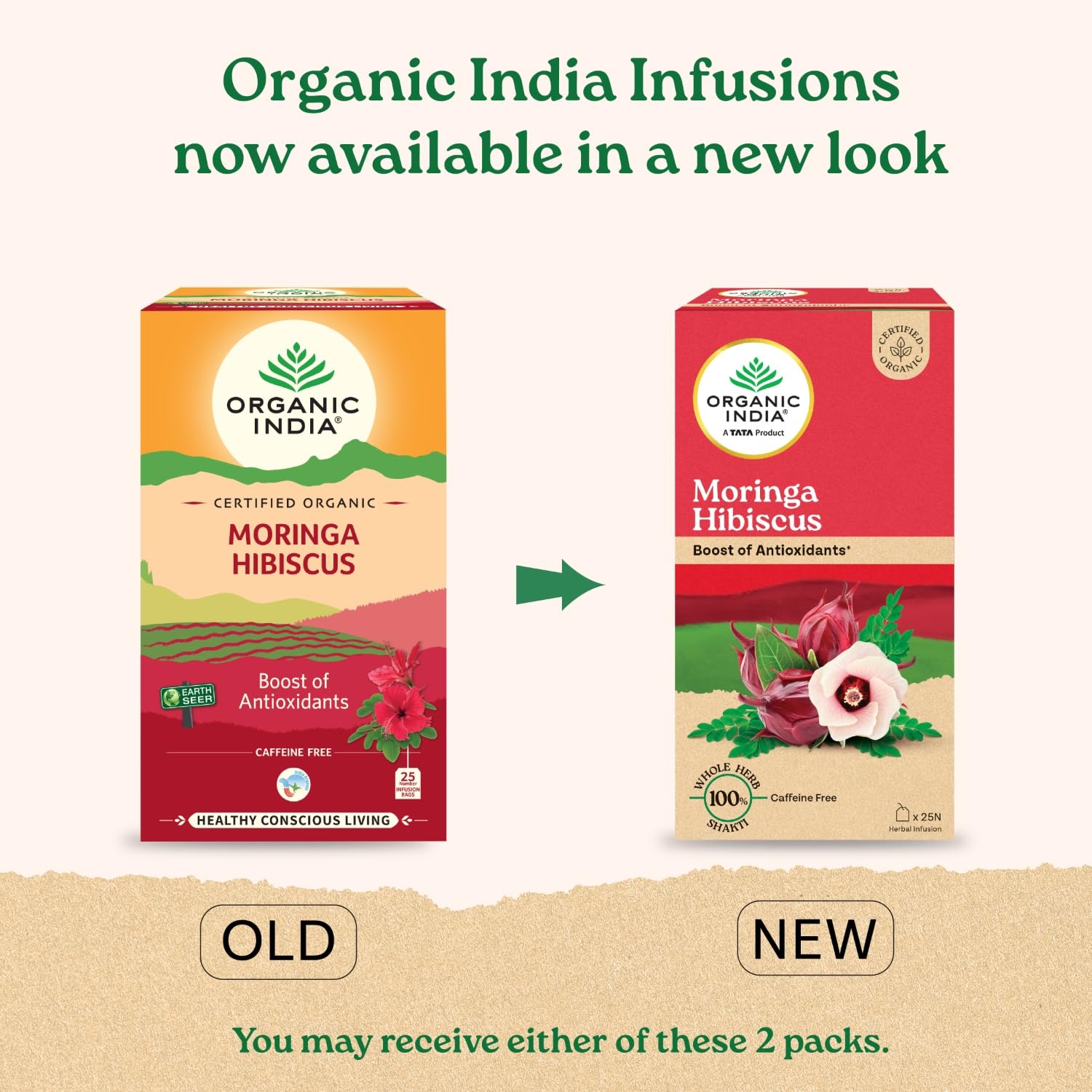 Organic India Moringa Hibiscus Infusion, 25 Tea Bags