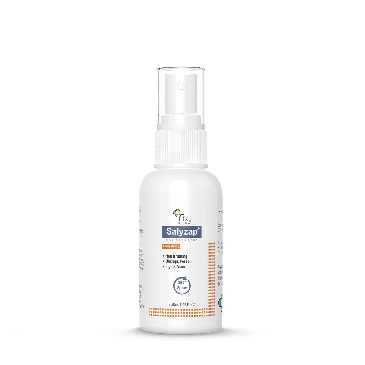 Fixderma 2% Salicylic Acid Salyzap Body Acne Spray - 50 ml