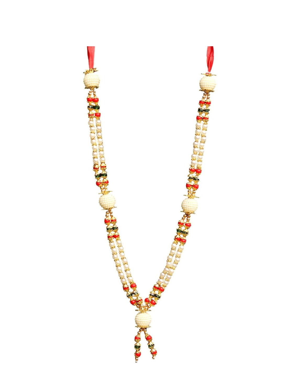 Multicolour  Pearl Beads Garland For God Idols, Photo Frames & Temple Decoration