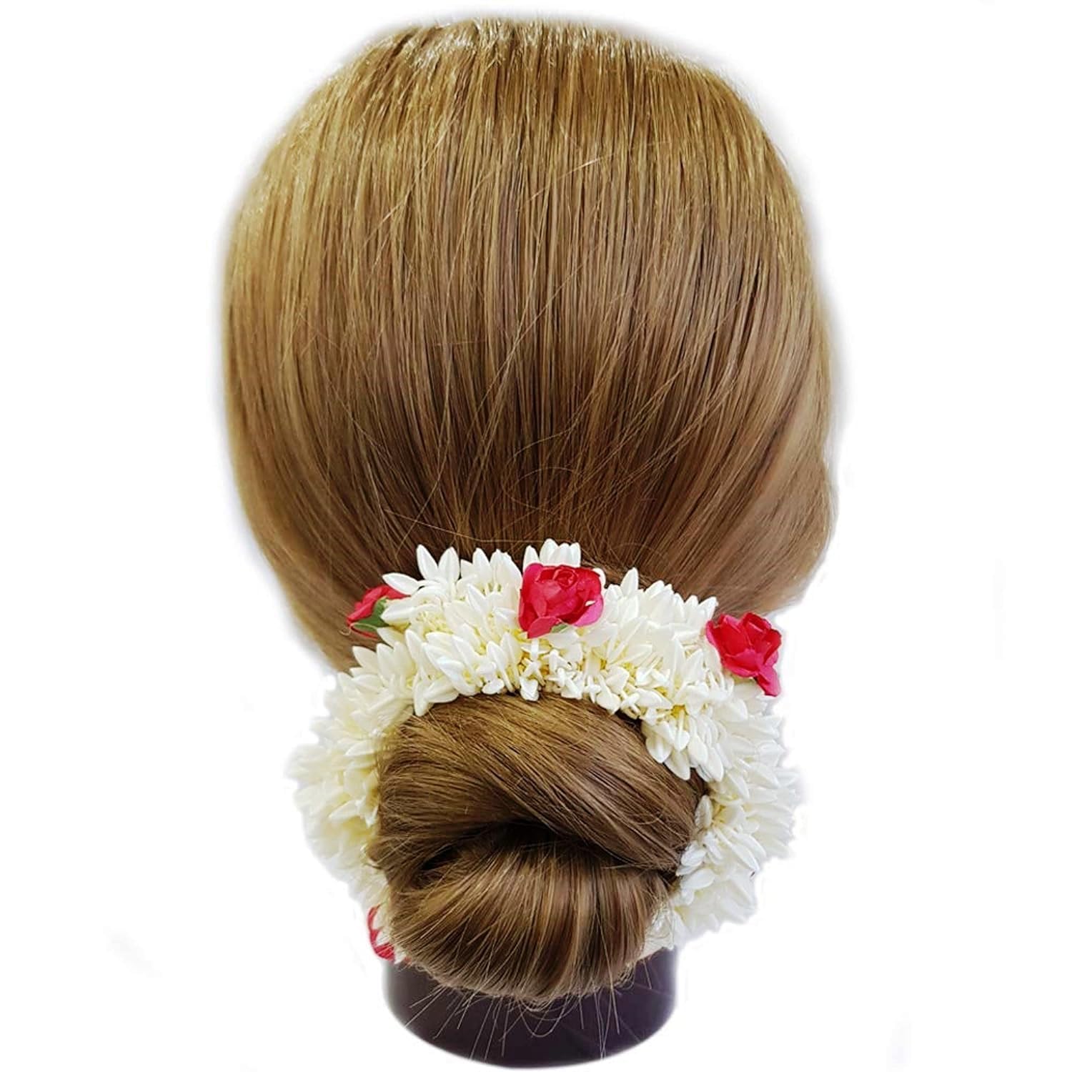 Red & White Rose Gajra For Women/Girls