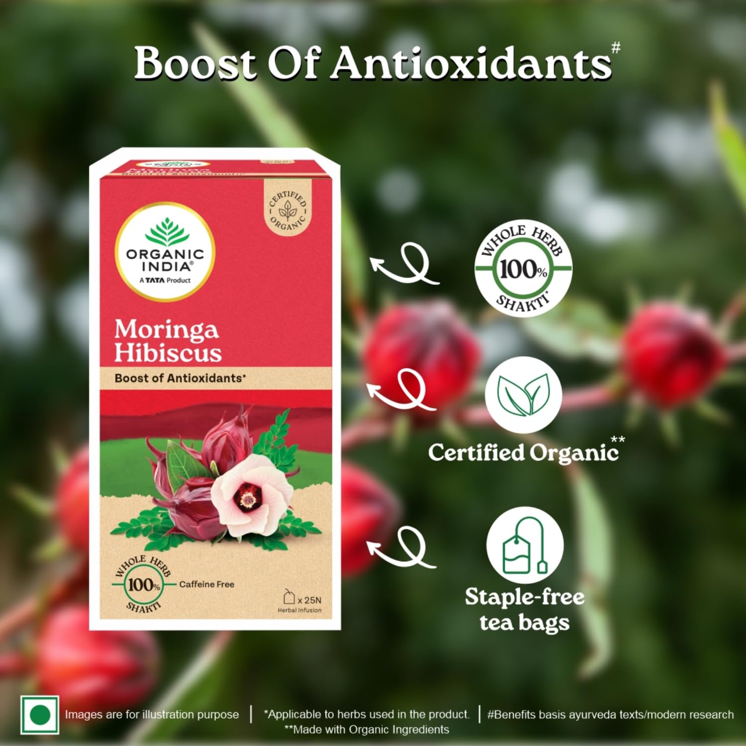 Organic India Moringa Hibiscus Infusion, 25 Tea Bags