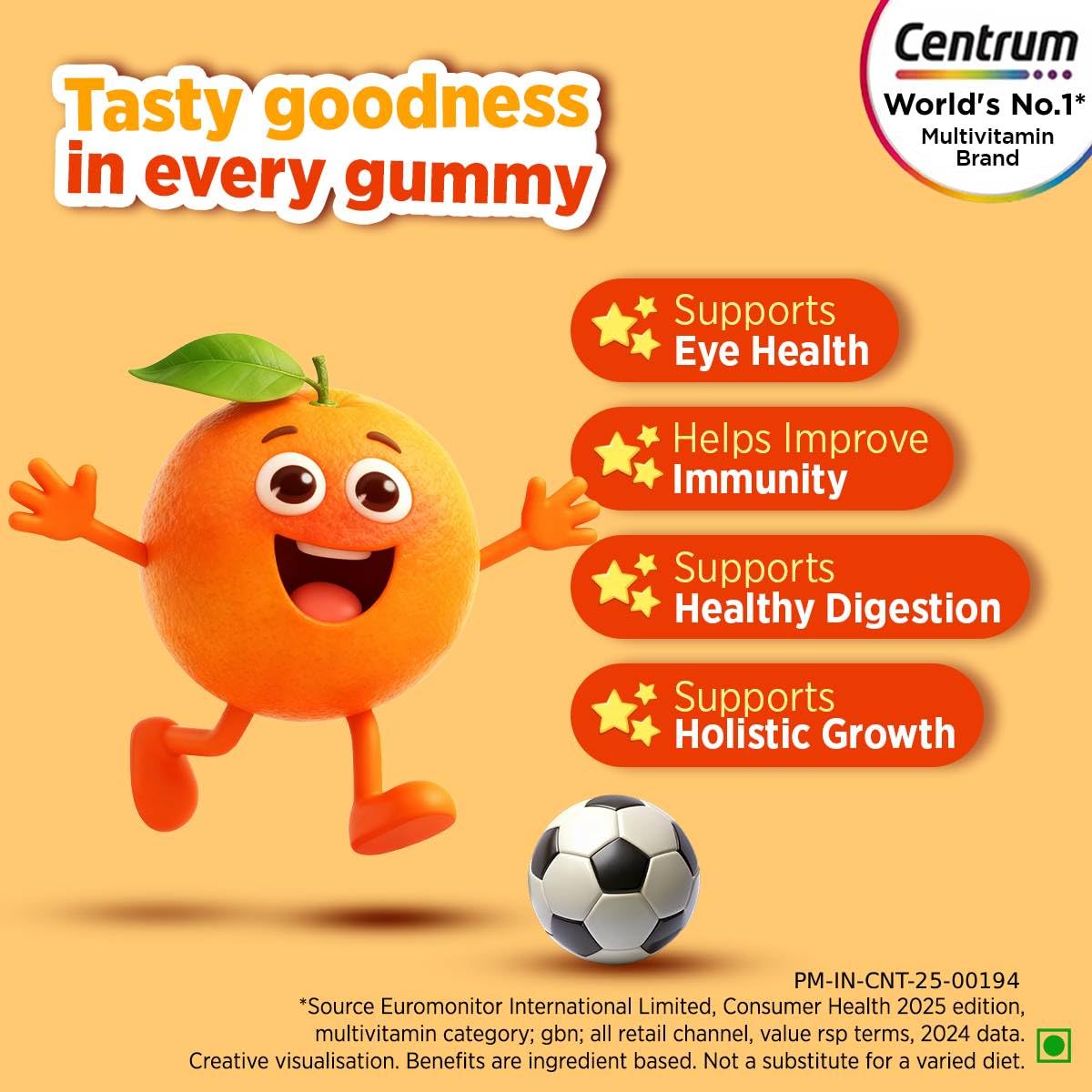 Centrum Kids, World's No.1 Multivitamin with Probiotics, Vitamin C & 11 other nutrients for Immunity, Healthy Digestion & Eye Health (Veg)- 30 Gummies