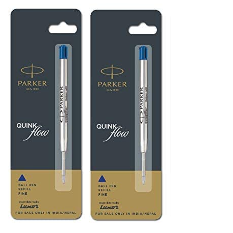 Parker QuinkFlow Ball Pen Refill – Fine Point, Blue Ink, Smooth Writing (Pack of 6)