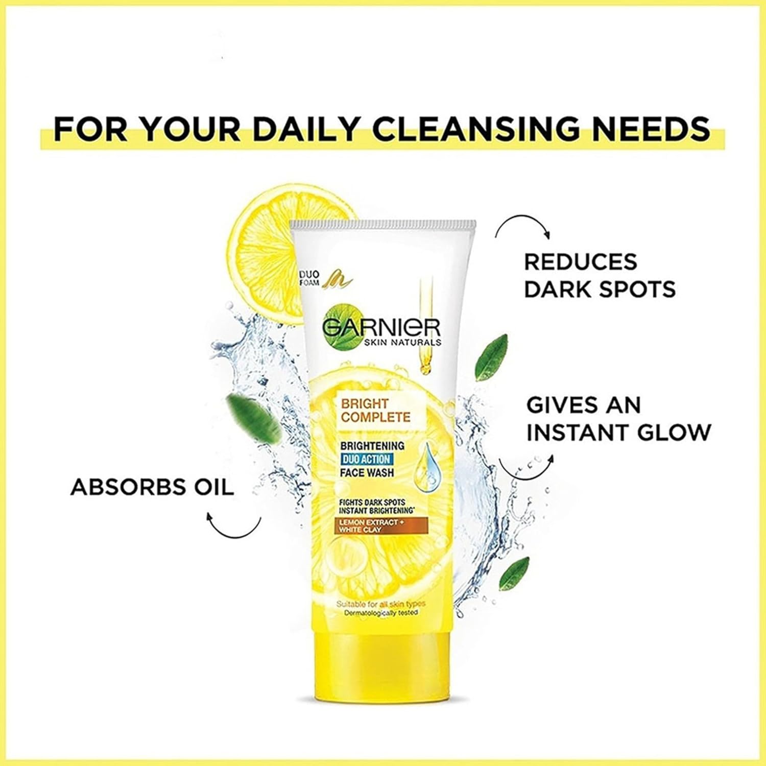 Garnier Bright Complete Brightening Duo Action Face Wash - 100 gm