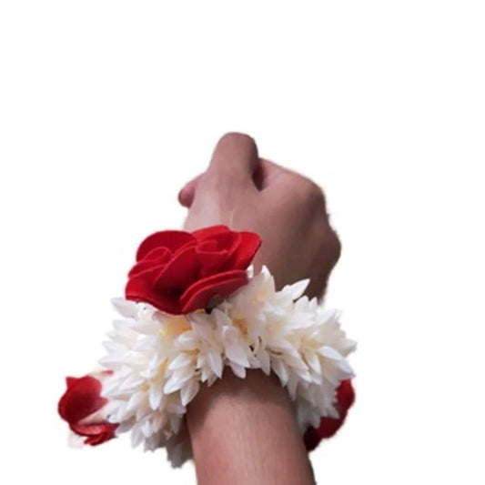 Red & White Rose Gajra For Women/Girls