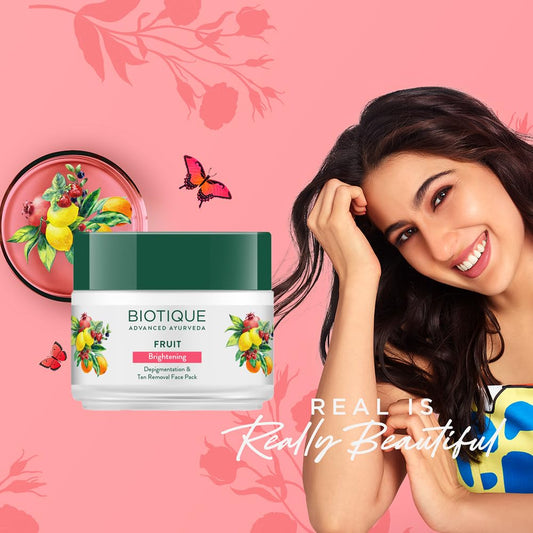 Biotique Fruit Brightening Depigmentation & Tan Removal Face Pack 100g Jar