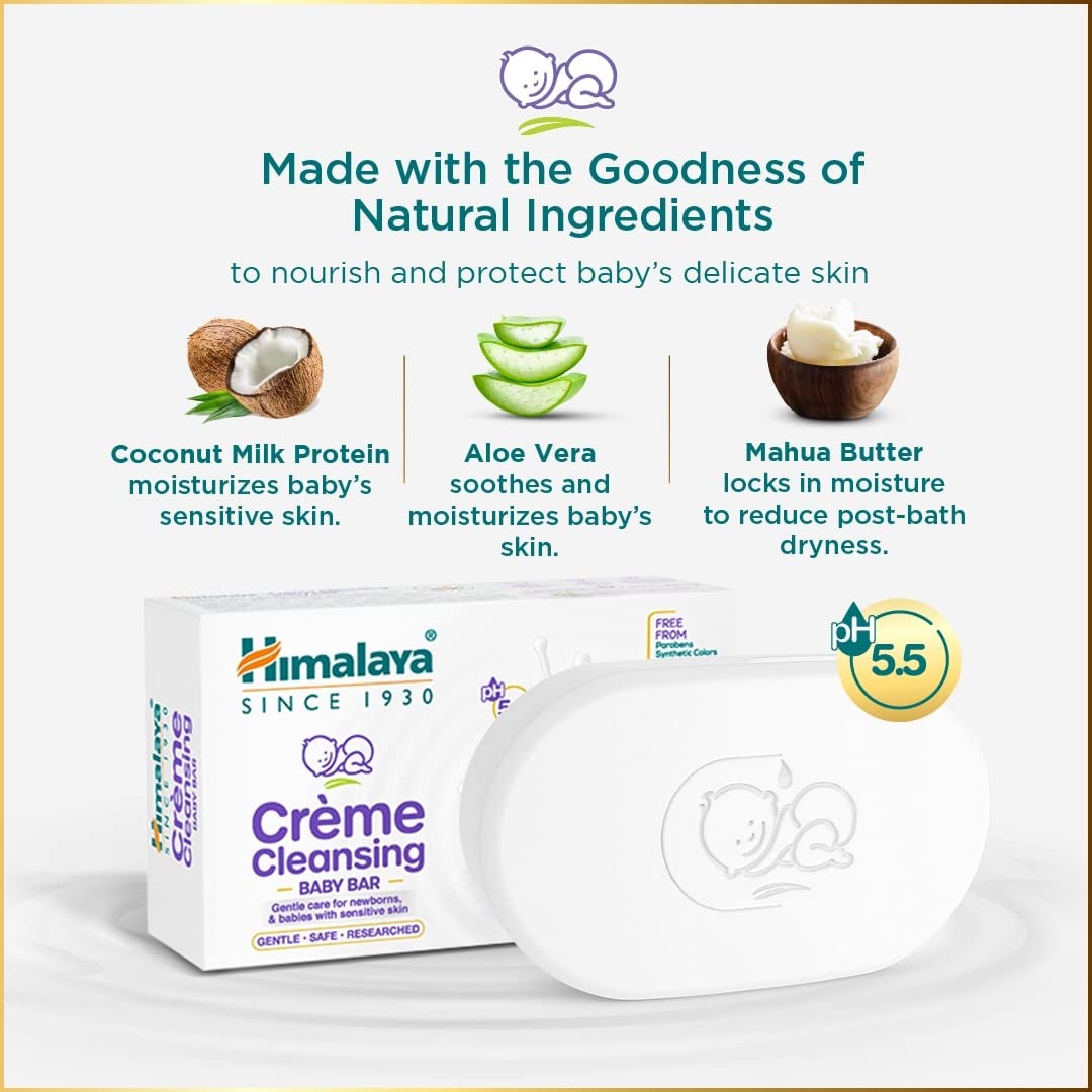 Himalaya Herbals Creme Cleansing Baby Bar For Baby's Sensitive Skin - 50 gm