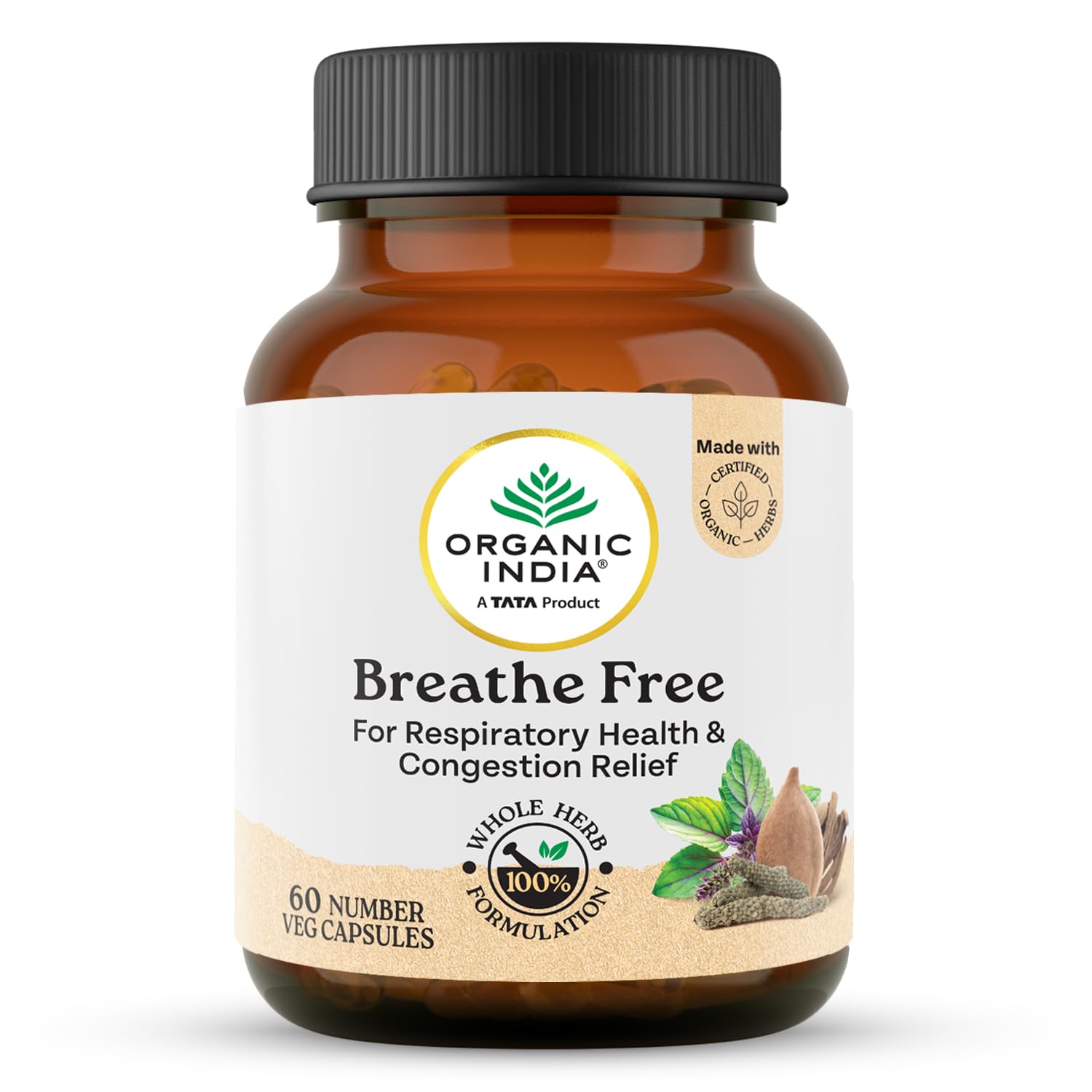 Organic India Breathe Free Veg Capsule | 60 Capsules