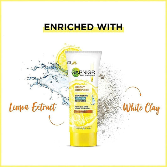 Garnier Bright Complete Brightening Duo Action Face Wash - 100 gm