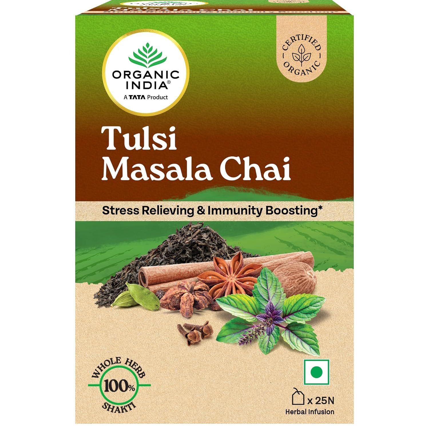 Organic India Tulsi Masala Chai, 25 Tea Bags