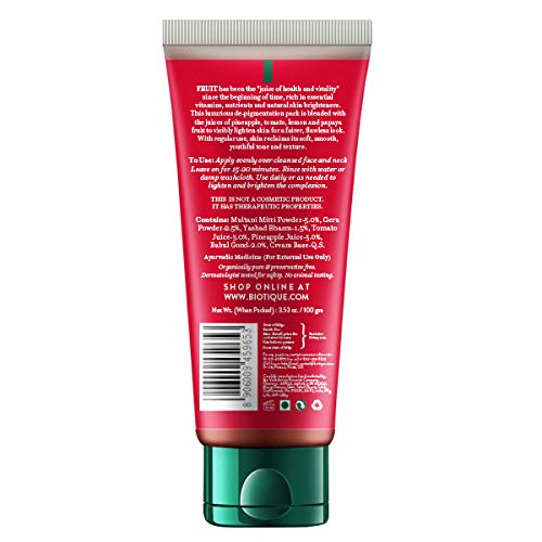 Biotique Advanced Ayurveda Fruit Brightening Depigmentation & Tan Removal Face Pack - 50 gm